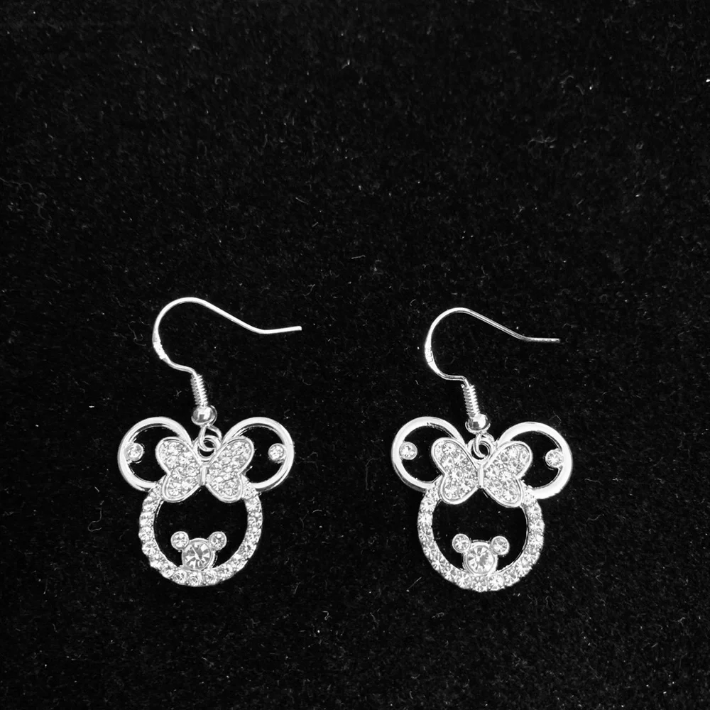 Rhinestone Minnie Mouse silver earrings